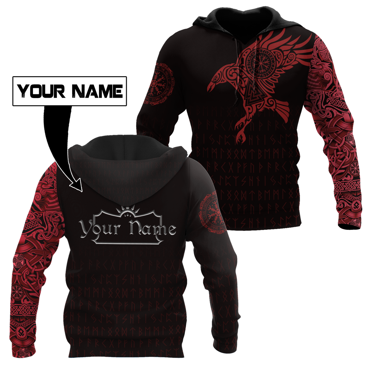 Customize Name Raven Viking Hoodie For Men And Women DQB10062102