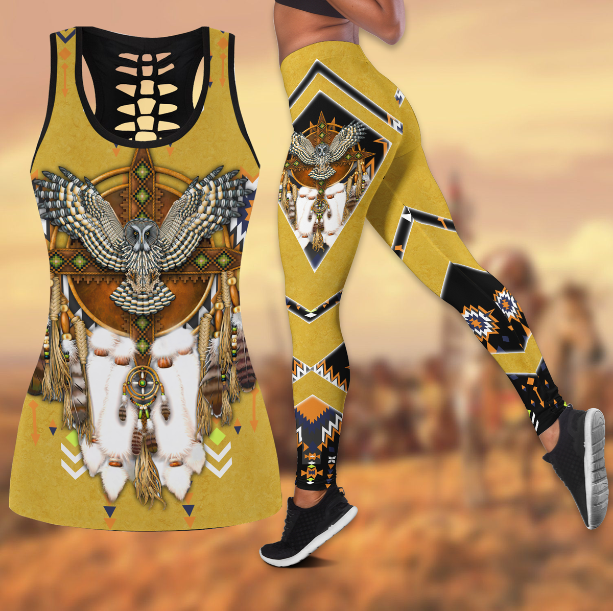 Native American 3D All Over Printed Legging + Hollow Tank