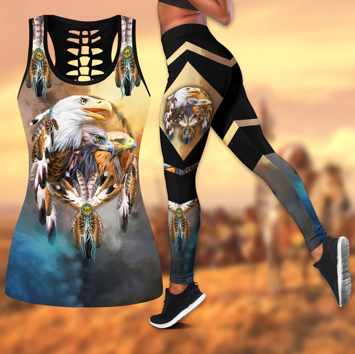 Native American 3D All Over Printed Legging + Hollow Tank