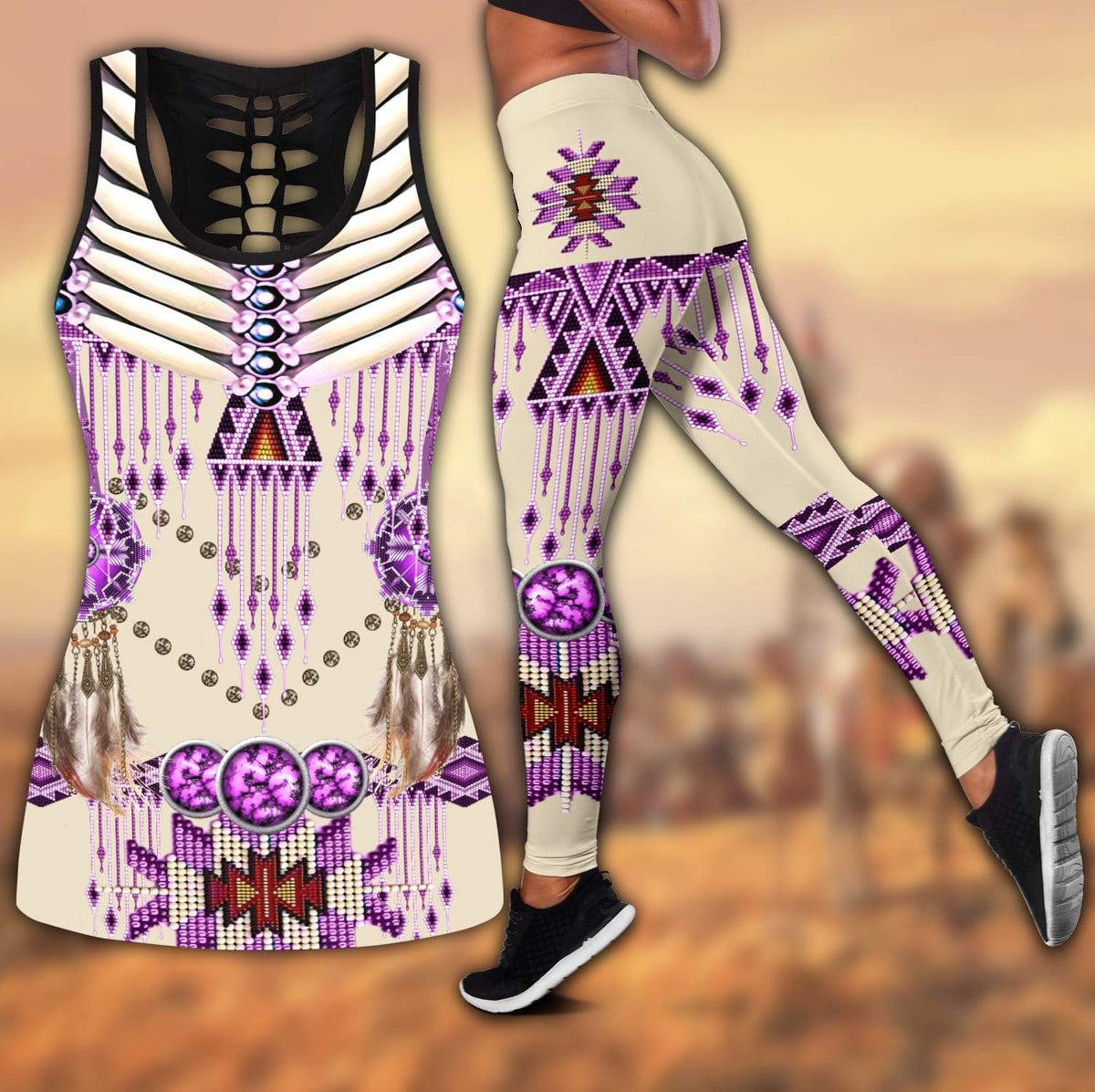 Native American 3D All Over Printed Legging + Hollow Tank