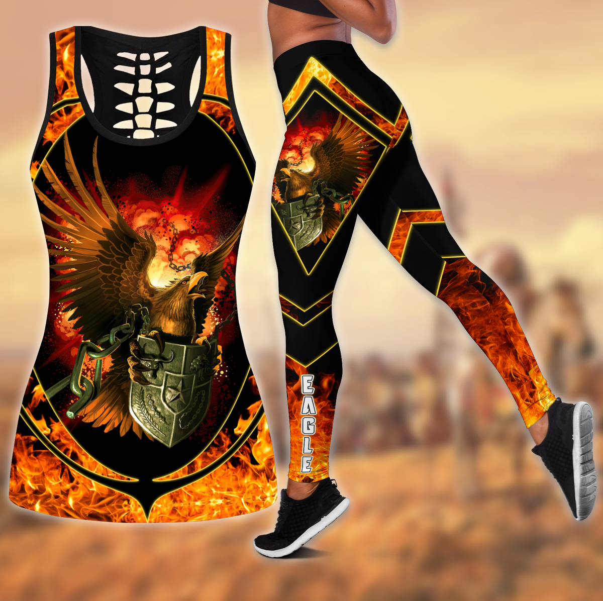 Eagle 3D All Over Printed Legging + Hollow Tank