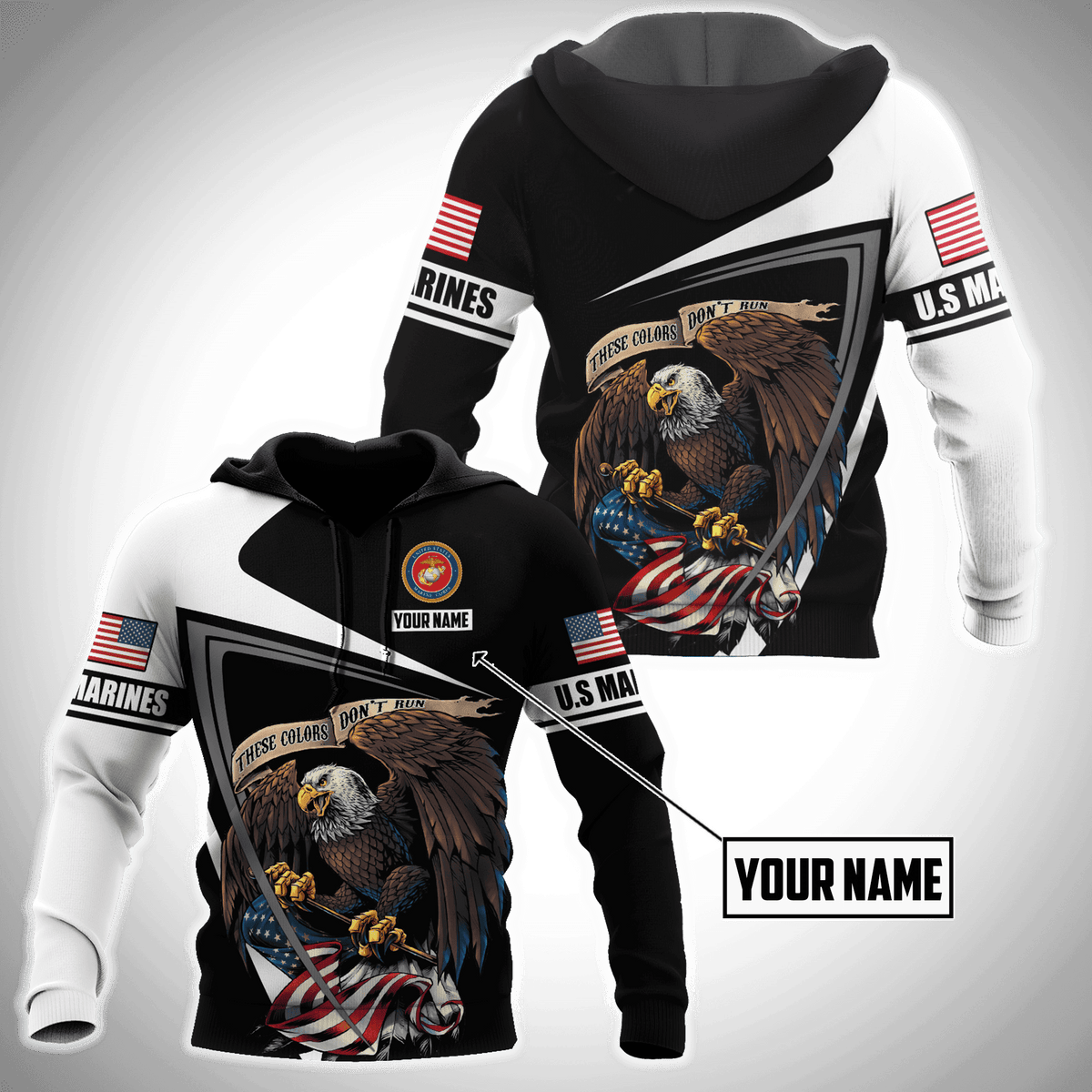 Custom name US Marine Corps Veteran 3D printed shirts Proud Military