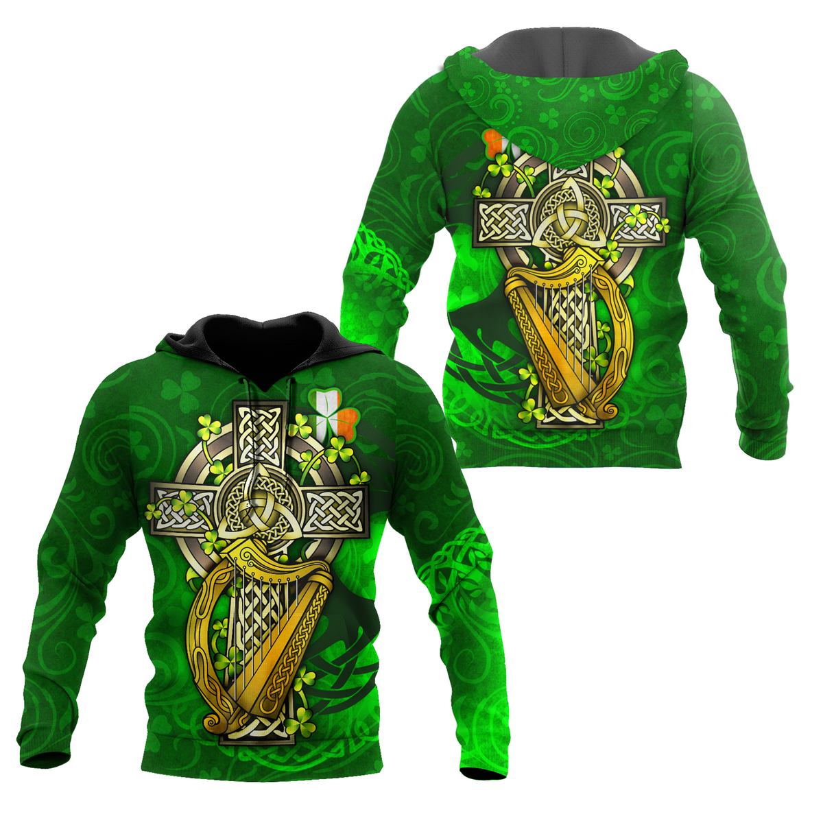Irish Harp 3D All Over Printed Shirts For Men and Women