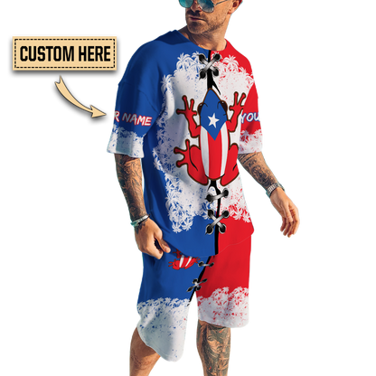 Customize Name Loving Puerto Rico Combo T-Shirt And Board Short