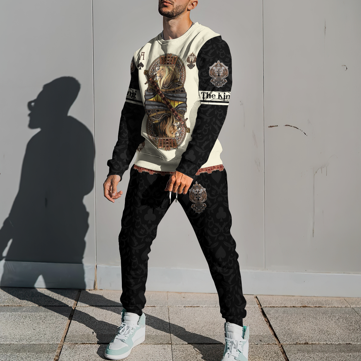King Ace Spade Lion Poker 3D All Over Printed Combo Sweater + Sweatpant