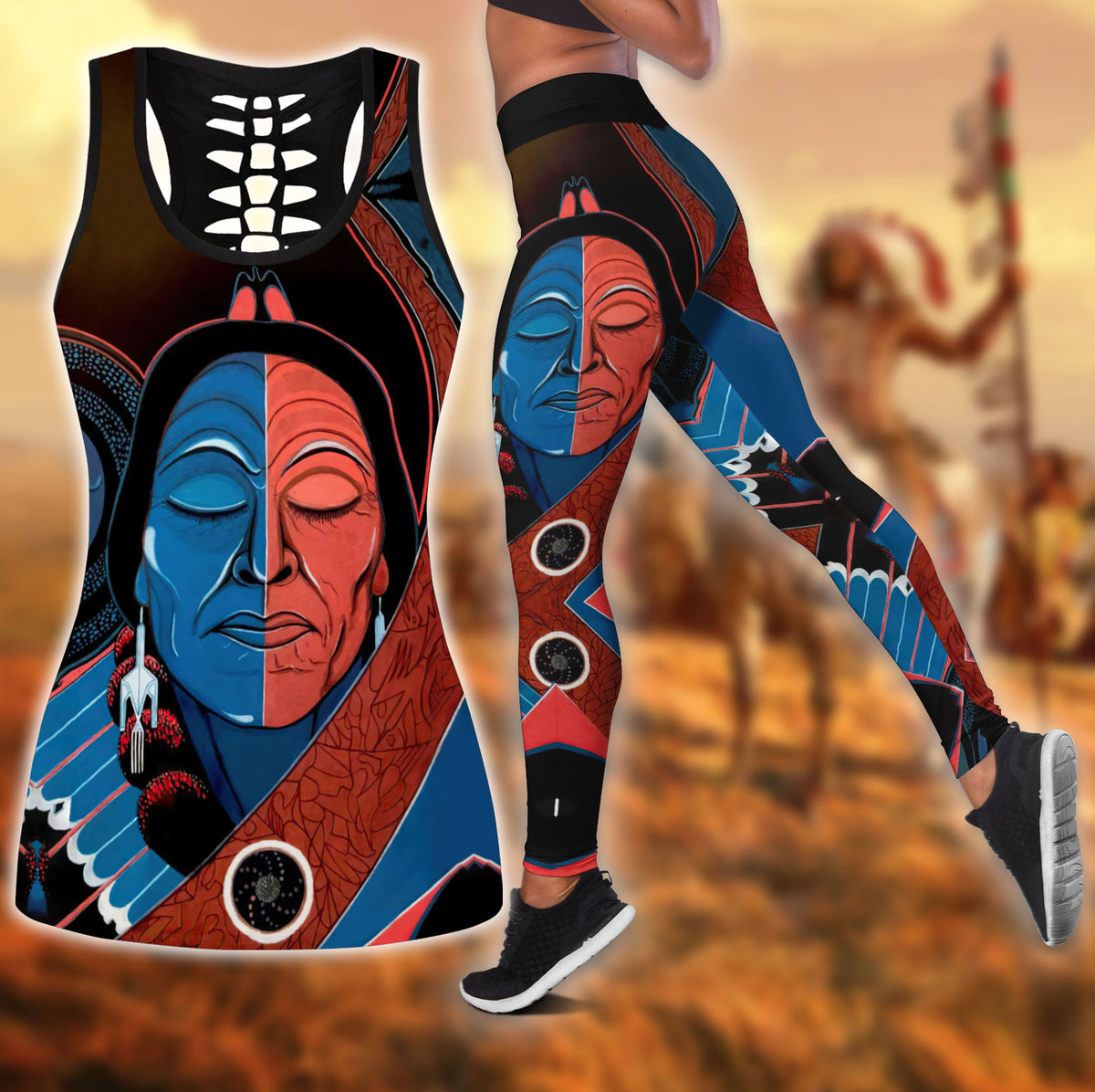 Native American 3D All Over Printed Legging + Hollow Tank