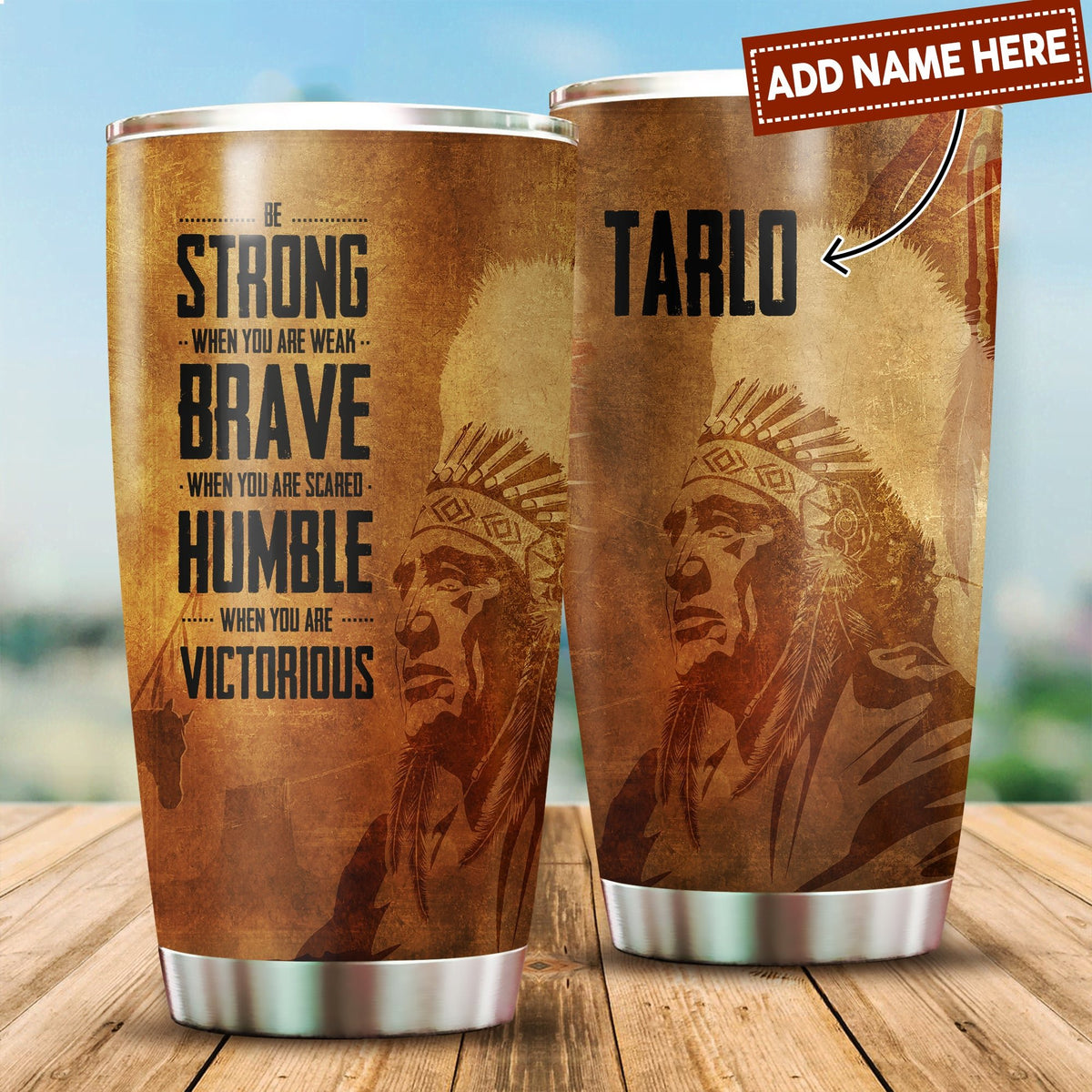 Customize Name Native American Steel Tumbler