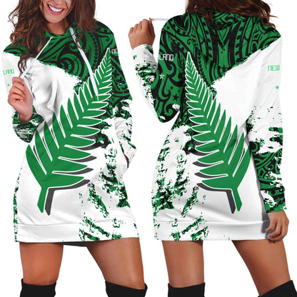 New Zealand Maori Fern Green Edition Hoodie Dress HC-Apparel-Huyencass-Hoodie Dress-S-Vibe Cosy™