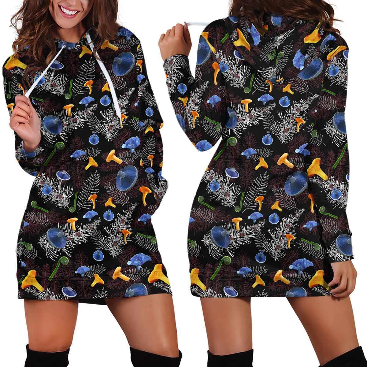 Violet mushroom pants Hoodie Dress-Apparel-NTH-Hoodie Dress-S-Vibe Cosy™