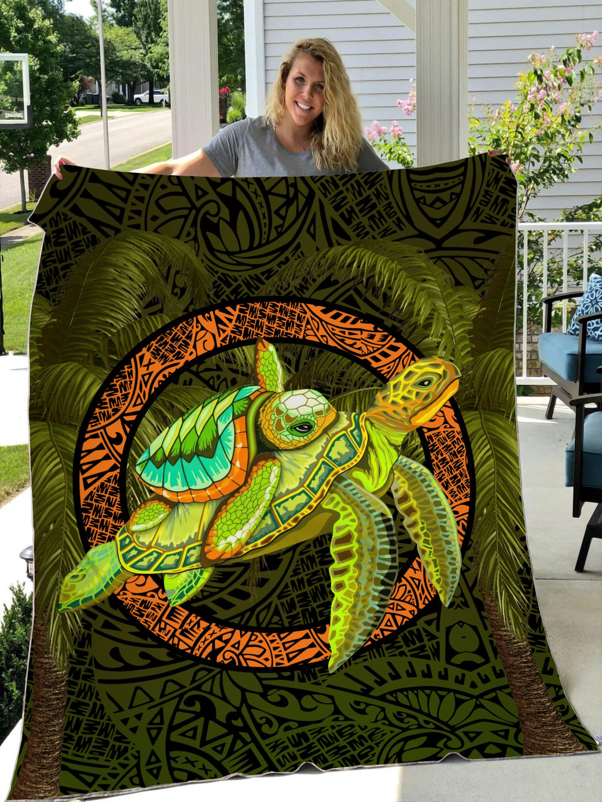 Premium Turtle Palm Tree Blanket