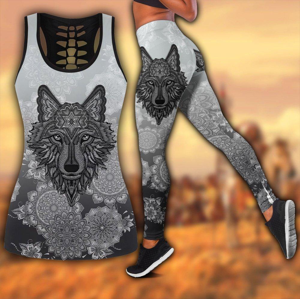 Wolf 3D All Over Printed Legging + Hollow Tank