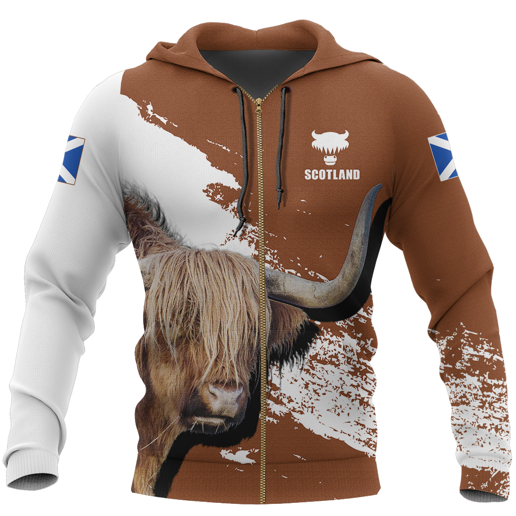 Friendly Highland Cow Hoodie 1-Apparel-LP12-Zip Hoodie-S-Vibe Cosy™