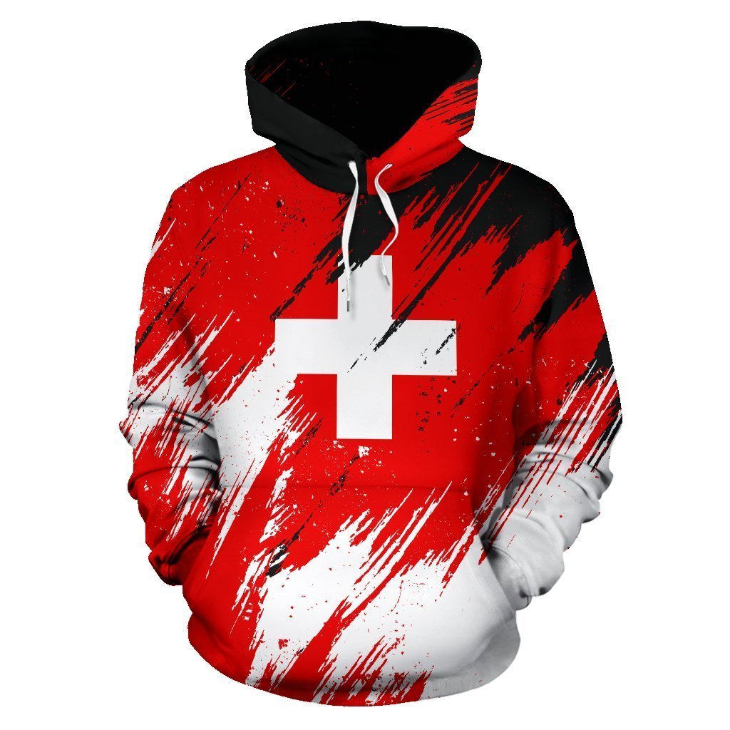 Switzerland Hoodie - Flag Color Painting NNK6-Apparel-NNK-Hoodie-S-Vibe Cosy™