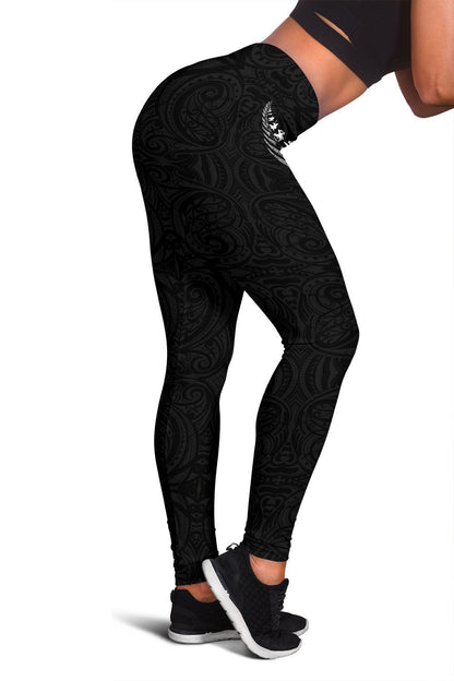 Rugby Haka Fern Black Leggings K24-Apparel-HD09-Legging-S-Vibe Cosy™