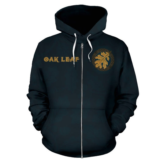 Oak Leaf Viking All Over Zip-Up Hoodie - BN09-ALL OVER PRINT ZIP HOODIES (P)-HP Arts-Zip-Up Hoodie-S-Vibe Cosy™