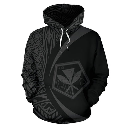 Kanaka Polynesian Tribal Hoodie - Circle Style Gray Color - AH-ALL OVER PRINT HOODIES (P)-Phaethon-ZIP-UP Hoodie-S-Vibe Cosy™