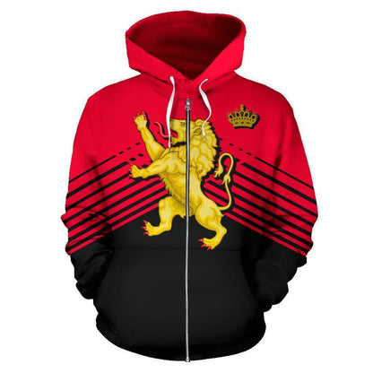 Belgium Sport Flag Hoodie - Stripes Style 02 - J4-Apparel-HD09-Zip Hoodie-S-Vibe Cosy™