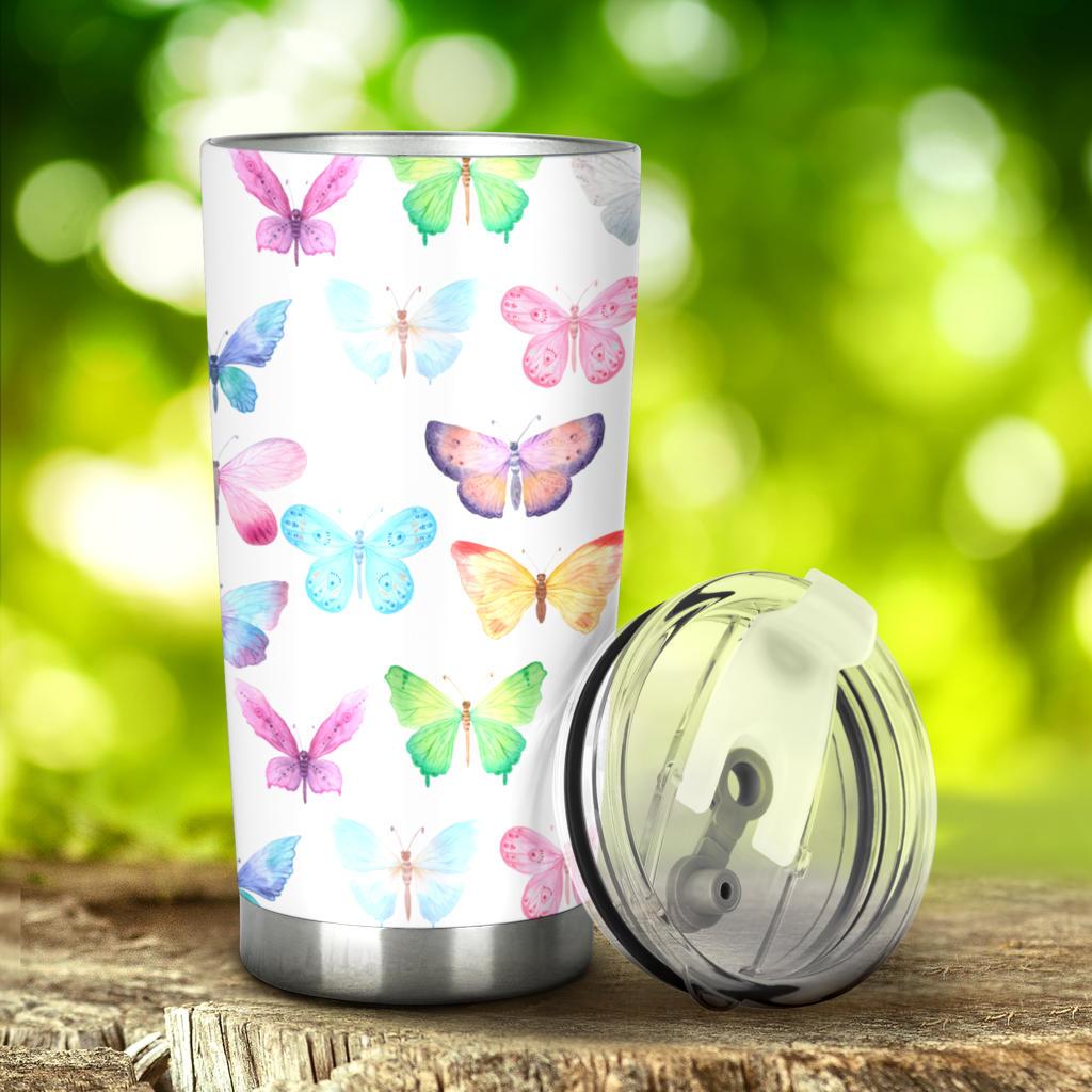 Tumbler Pastel Butterflies-Amaze Style™-Tumbler - Tumbler Pastel Butterflies-20oz Large-Vibe Cosy™