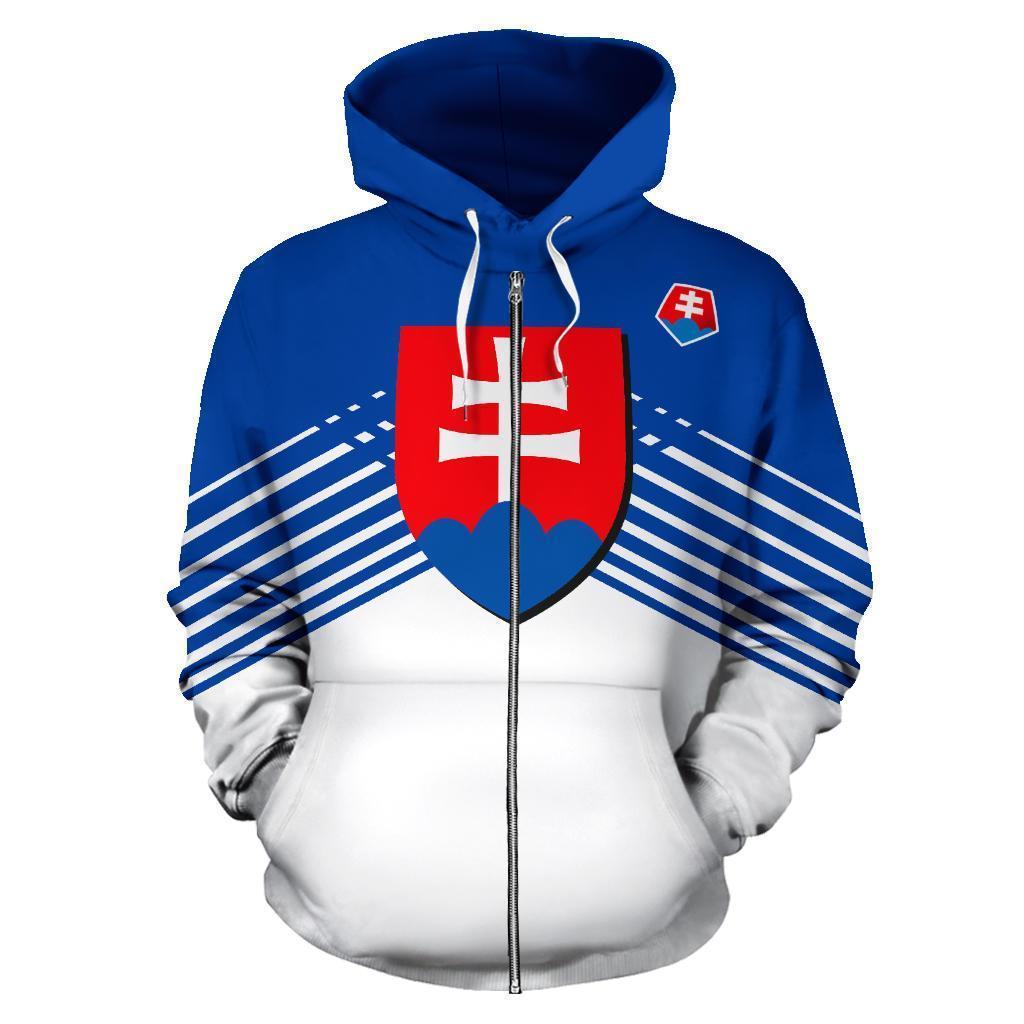 Slovakia Sport Flag Zip-Up Hoodie - Stripes Style 02 - J4-ALL OVER PRINT ZIP HOODIES (P)-LoveTheWorld-Men's Zip-Up Hoodie-S-White-Vibe Cosy™