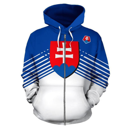 Slovakia Sport Flag Zip-Up Hoodie - Stripes Style 02 - J4-ALL OVER PRINT ZIP HOODIES (P)-LoveTheWorld-Men's Zip-Up Hoodie-S-White-Vibe Cosy™