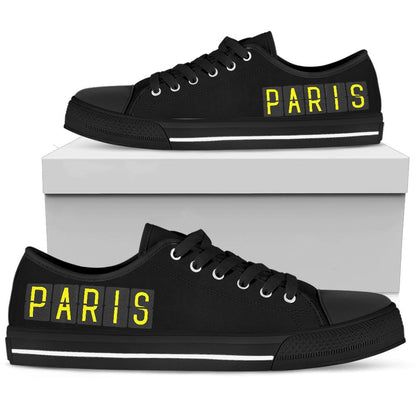 Airport Destinations PARIS - Low Top Canvas Shoes-Amaze Style™-Womens Low Top - Airport Destinations PARIS - Low Top Canvas Shoes-US5.5 (EU36)-Vibe Cosy™
