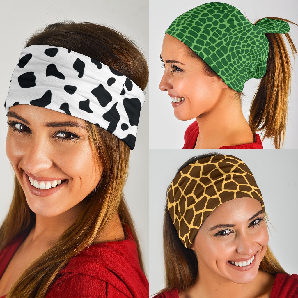 Animal Print Pop Art (Cow, Croc, Giraffe) - Bandana 3 Pack-Amaze Style™-Animal Print Pop Art (Cow, Croc, Giraffe) - Bandana 3 Pack-Vibe Cosy™