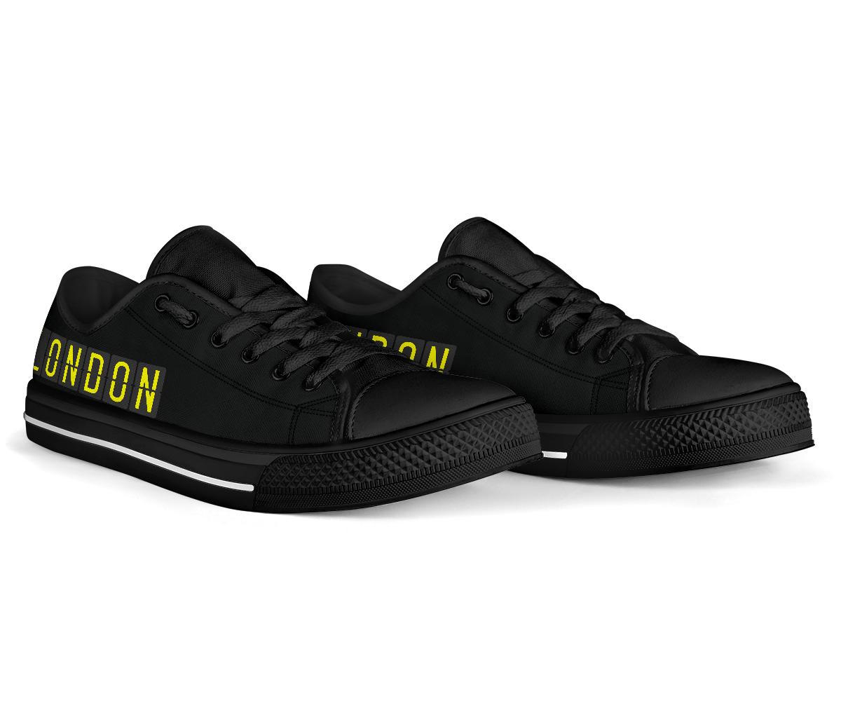 Airport Destinations SYDNEY to LONDON (Black) - Low Top Canvas Shoes-Amaze Style™-placeholder-placeholder-Vibe Cosy™