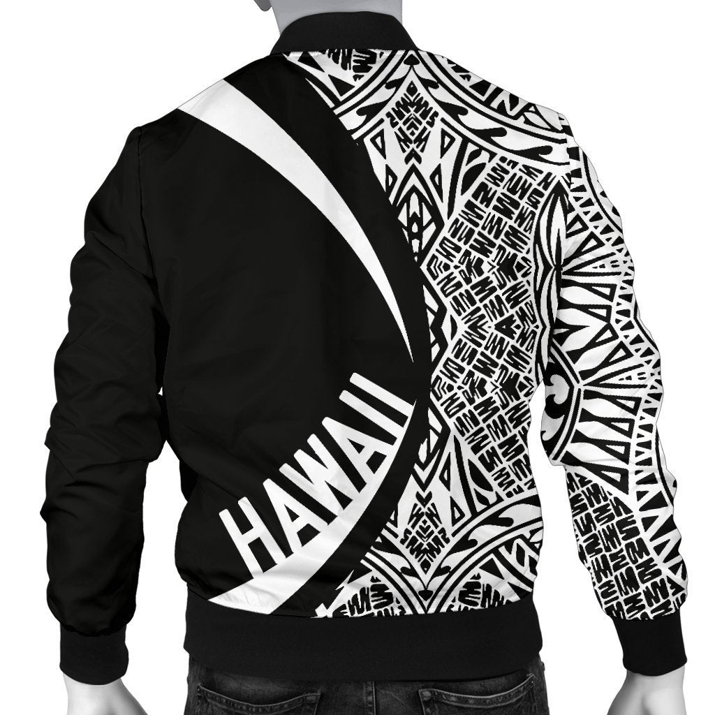 Hawaii Coat Of Arm Polynesian Men's Bomber Jacket - Circle Style 01 - AH - J1-BOMBER JACKETS (P)-Phaethon-Men's Bomber Jacket-S-White-Vibe Cosy™