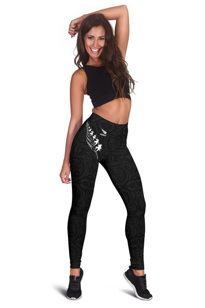 Rugby Haka Fern Black Leggings K24-Apparel-HD09-Legging-S-Vibe Cosy™