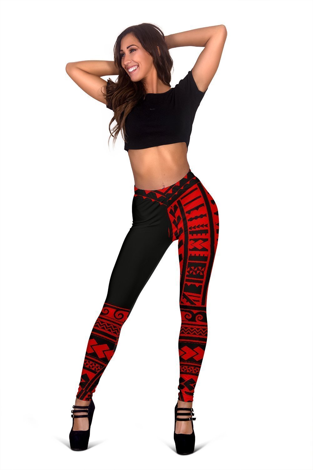 Hawaii Polynesian Leggings Red - Fashion J1-LEGGINGS-Phaethon-Women's Leggings-S-Vibe Cosy™