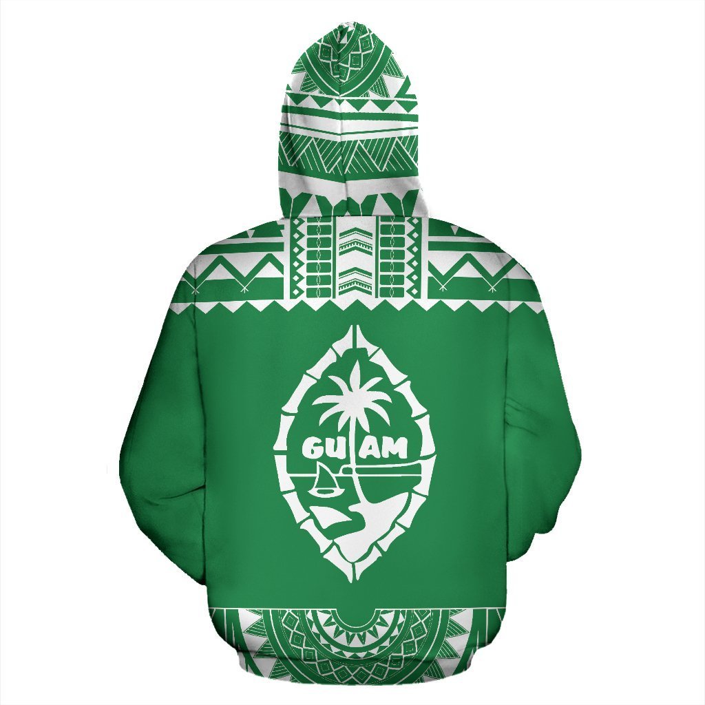 Guam All Over Hoodie - Polynesian Green And White-ALL OVER PRINT HOODIES-HP Arts-Hoodie-S-Green And White-Vibe Cosy™