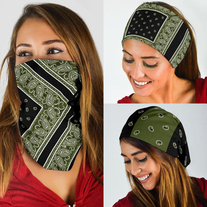 Army and Black Bandana Headbands 3 Pack-Amaze Style™-Army and Black Bandana Headbands 3 Pack-Vibe Cosy™