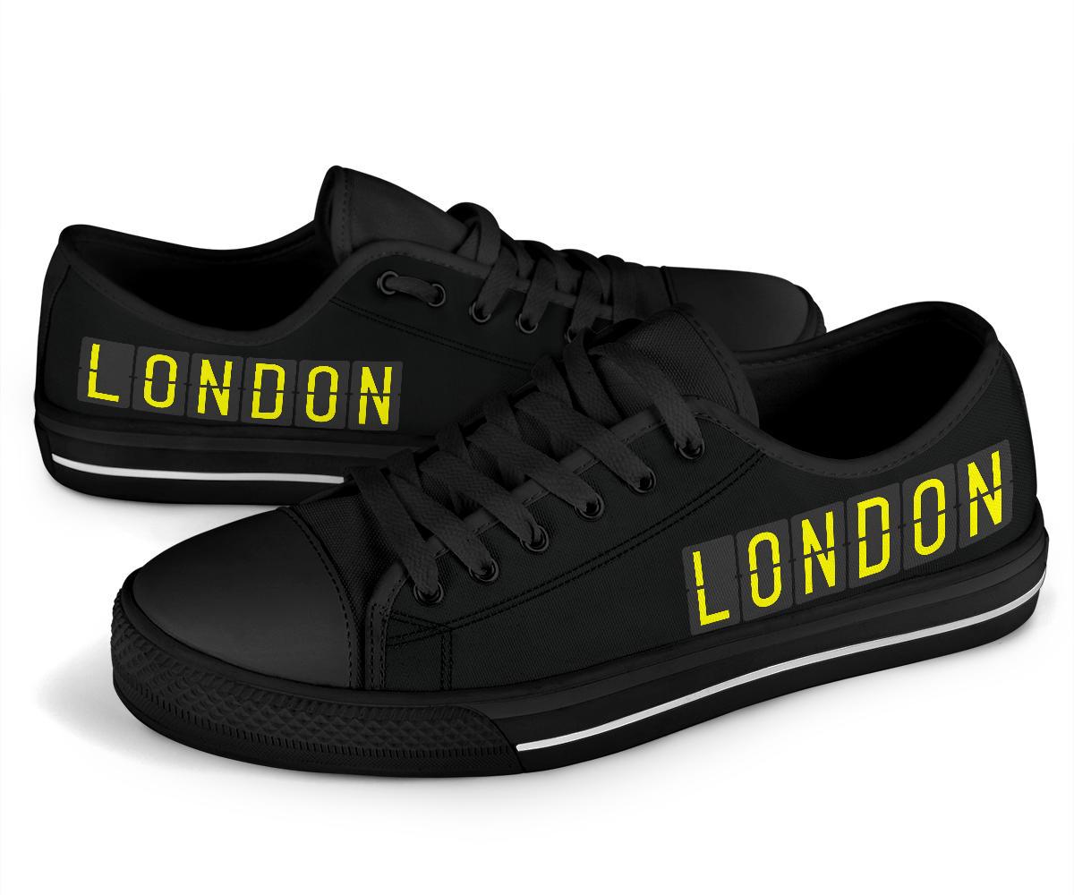 Airport Destinations LONDON (Black) - Low Top Canvas Shoes-Amaze Style™-placeholder-placeholder-Vibe Cosy™