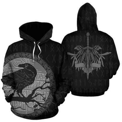 Viking Ravens - God's Guardian Hoodie-ALL OVER PRINT HOODIES (P)-HP Arts-Hoodie-S-Vibe Cosy™
