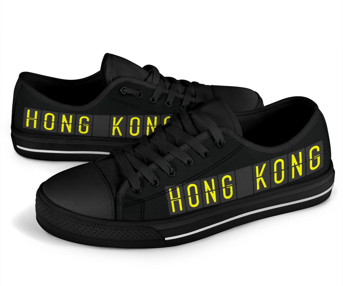 Airport Destinations HONG KONG (Black) - Low Top Canvas Shoes-Amaze Style™-Womens Low Top - Airport Destinations HONG KONG (Black) - Low Top Canvas Shoes-US5.5 (EU36)-Vibe Cosy™