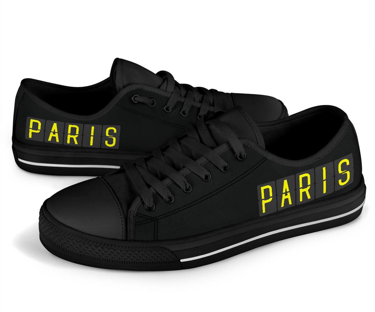 Airport Destinations PARIS - Low Top Canvas Shoes-Amaze Style™-Womens Low Top - Airport Destinations PARIS - Low Top Canvas Shoes-US5.5 (EU36)-Vibe Cosy™