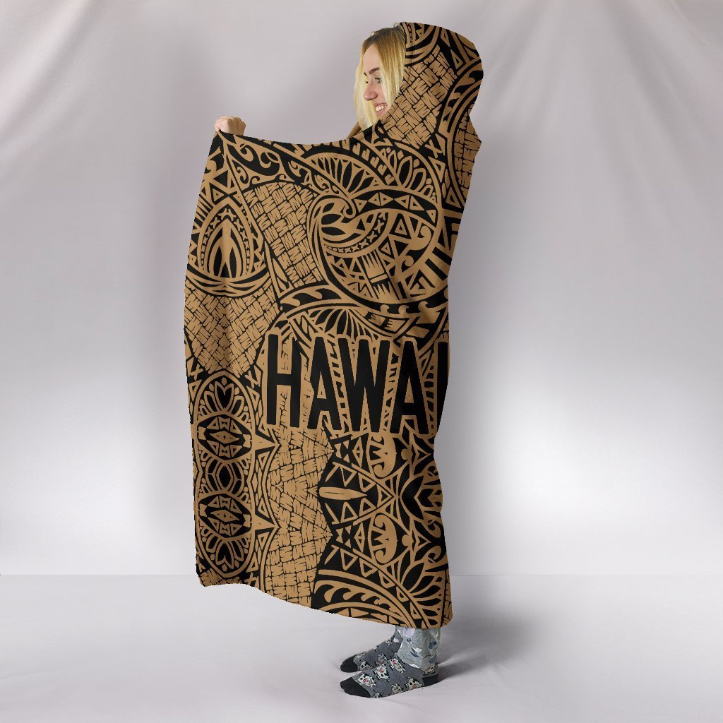 Hawaii Polynesian Hooded Blanket - Circle Style 06 J1-HOODED BLANKETS (P)-Phaethon-Hooded Blanket-Youth 60"x45"-White-Vibe Cosy™