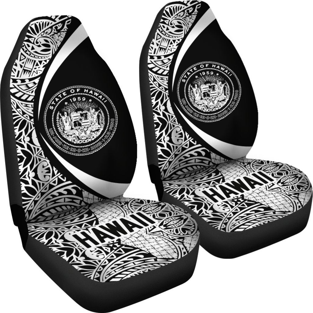 Hawaii Coat Of Arm Polynesian Car Seat Covers - Circle Style 01 J1-CAR SEAT COVERS-Alohawaii-Car Seat Covers-Universal Fit-White-Vibe Cosy™