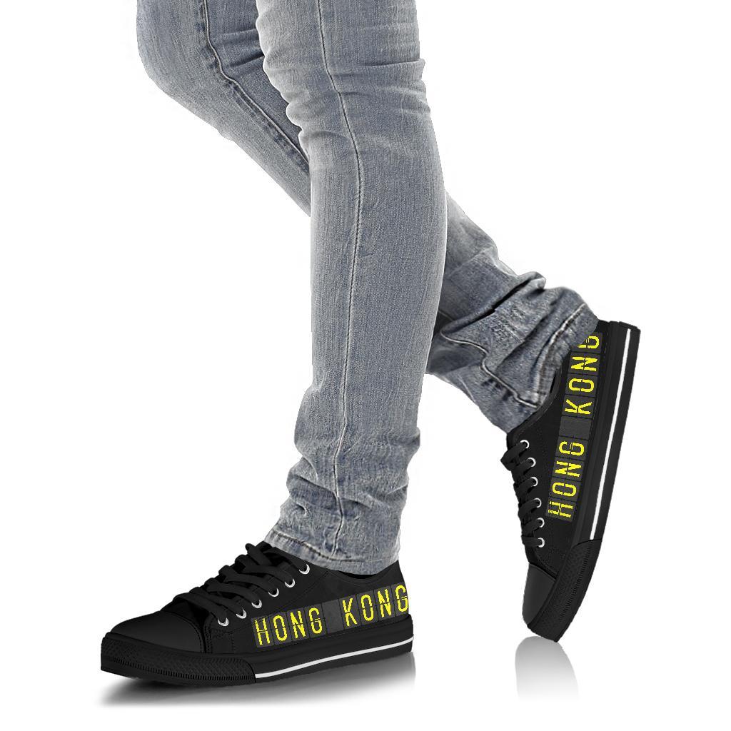 Airport Destinations HONG KONG (Black) - Low Top Canvas Shoes-Amaze Style™-placeholder-placeholder-Vibe Cosy™