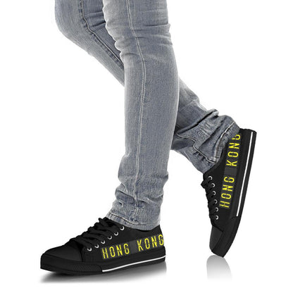 Airport Destinations HONG KONG (Black) - Low Top Canvas Shoes-Amaze Style™-placeholder-placeholder-Vibe Cosy™