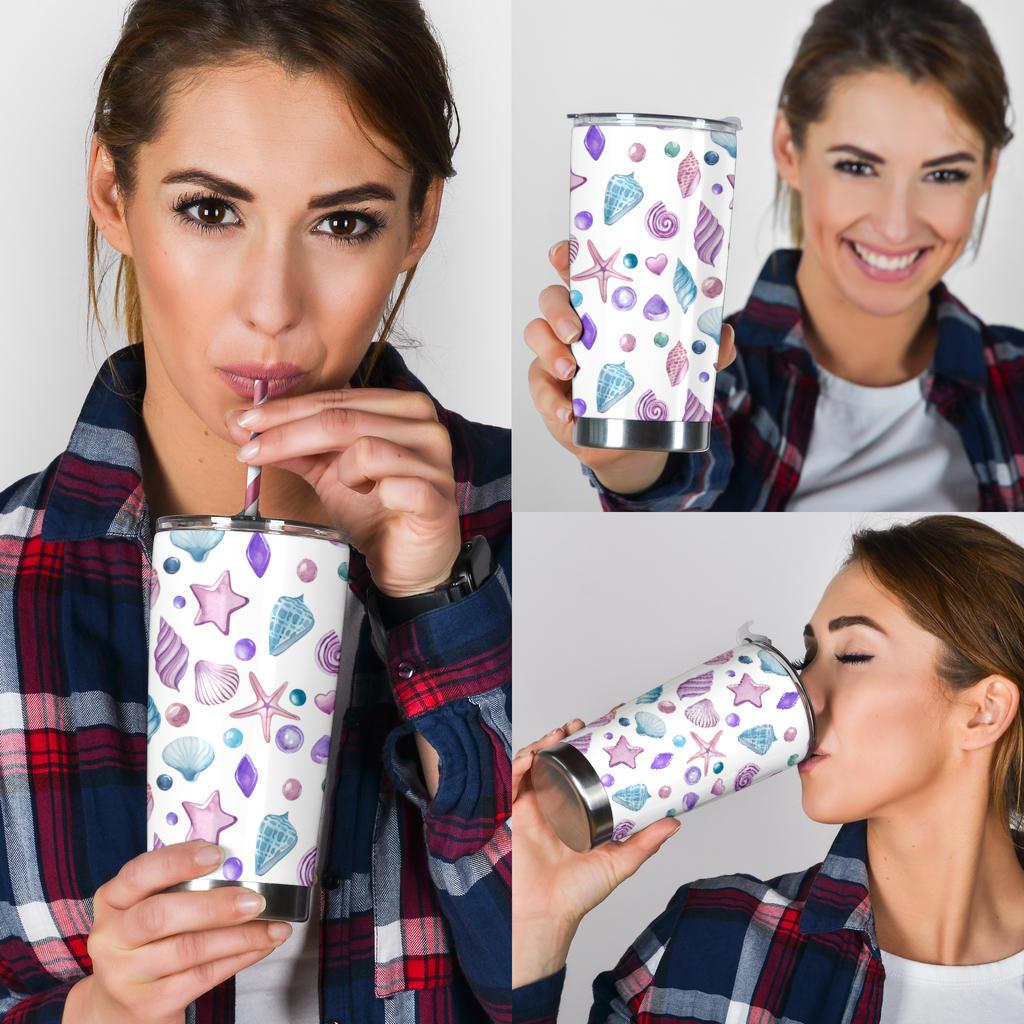 Tumbler Sea Shells-Amaze Style™-Tumbler - Tumbler Sea Shells-20oz Large-Vibe Cosy™