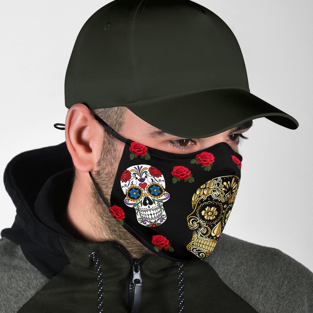 Sugar Skull Gold-Amaze Style™-Face Mask - Sugar Skull Gold-Adult Mask + 2 FREE Filters (Age 13+)-Vibe Cosy™