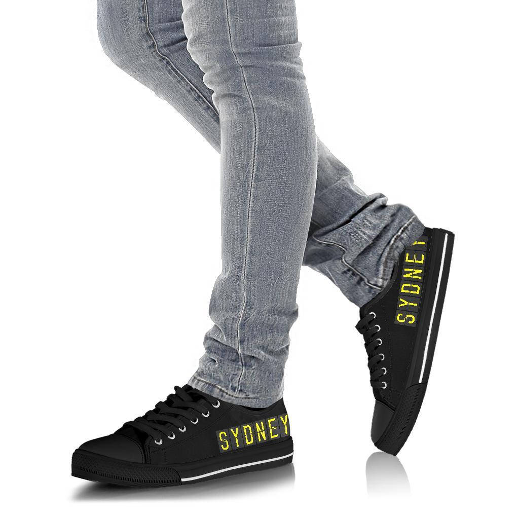 Airport Destinations SYDNEY to LONDON (Black) - Low Top Canvas Shoes-Amaze Style™-placeholder-placeholder-Vibe Cosy™