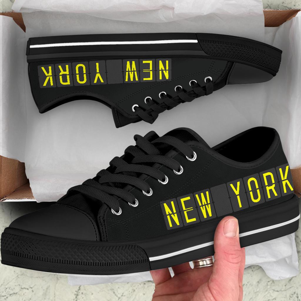 Airport Destinations NEW YORK - Low Top Canvas Shoes-Amaze Style™-Womens Low Top - Airport Destinations NEW YORK - Low Top Canvas Shoes-US5.5 (EU36)-Vibe Cosy™