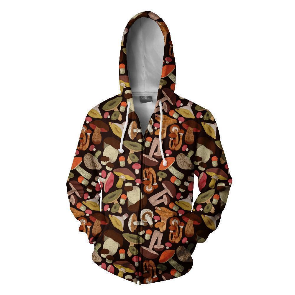 All Over Print Edible mushrooms Art-Apparel-NTH-Zip Up Hoodie-S-Vibe Cosy™
