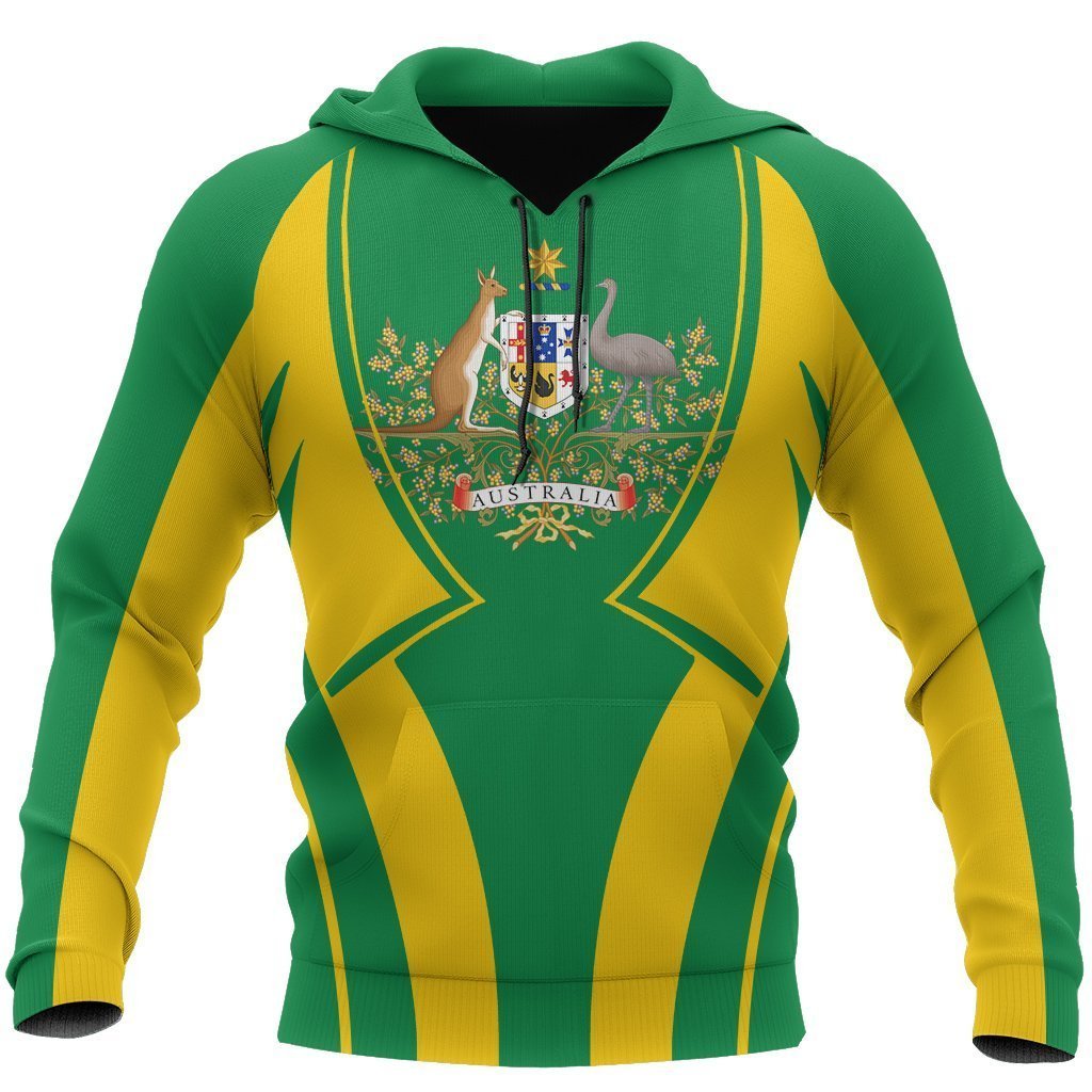 All Over Print Australia Map And Kangaroo yellow Hoodie-Apparel-HD09-Hoodie-S-Vibe Cosy™