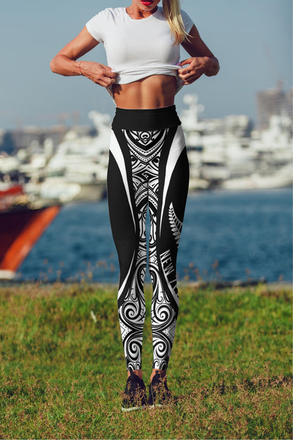 New Zealand Maori Pattern High Waist Leggings NVD-Apparel-Dung Van-Legging-S-Vibe Cosy™