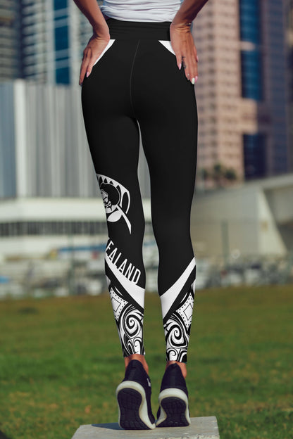 New Zealand Maori Pattern High Waist Leggings-Apparel-HD09-Legging-S-Vibe Cosy™