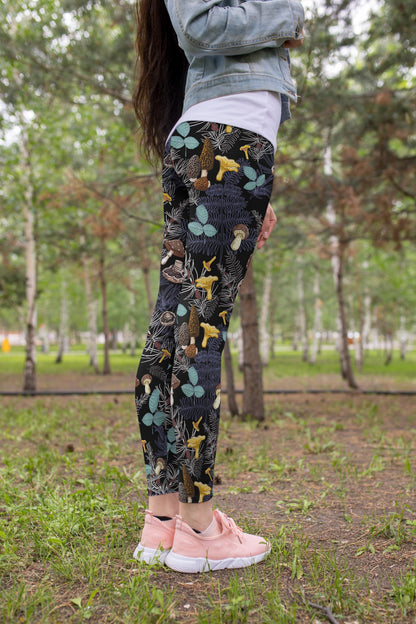 3D All Over Print Mushrooms and leaves of forest trees Legging-Apparel-NTH-Legging-S-Vibe Cosy™
