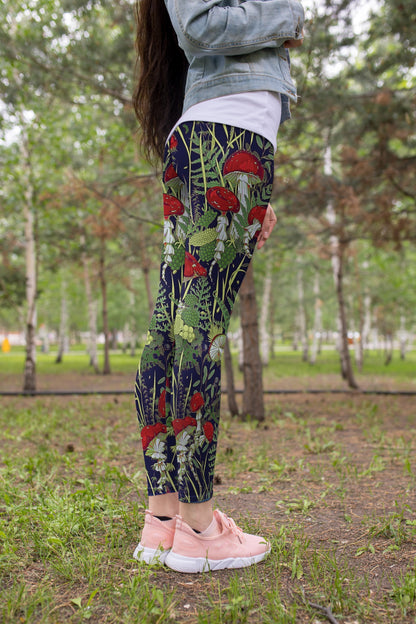 Button Mushrooms Leggings-Apparel-NTH-Legging-S-Vibe Cosy™